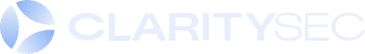 Logo with a circular blue icon on the left and the word "CLARITYSEC" in light blue capital letters to the right, representing expertise in cybersecurity and enterprise security.